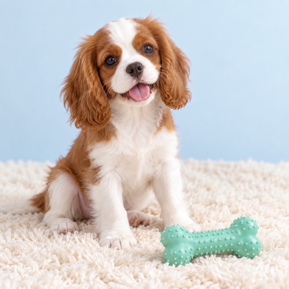 Mint Play Bone with a cute puppy, illustrative photo